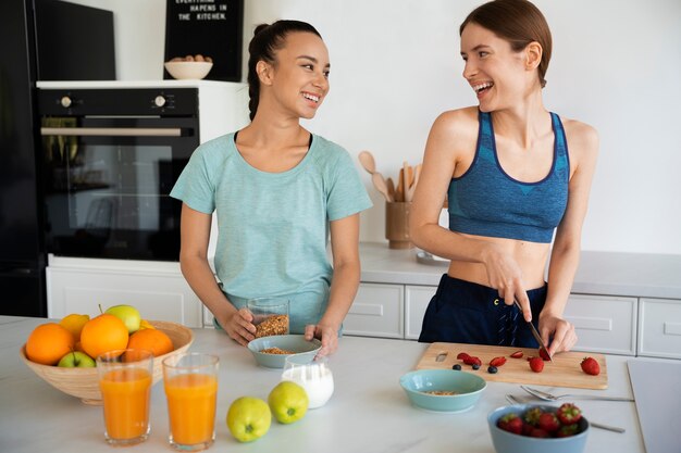 Front view women with healthy food