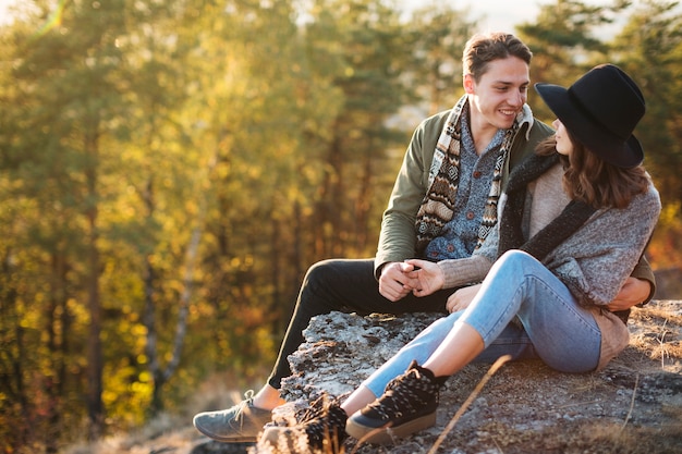 Front view young couple in love