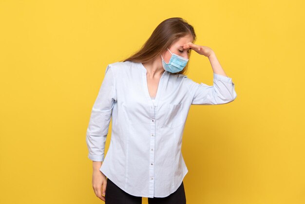 Front view of young woman stressed