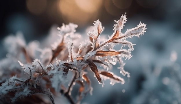 Free photo frosty pine branch in winter forest beauty generated by ai