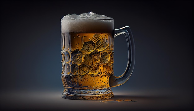 Free photo frothy beer in a pint glass on table generative ai