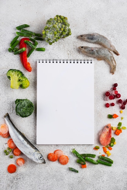 Free photo frozen food on the table arrangement