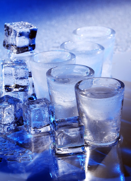 Frozen glasses with cold alochol drink