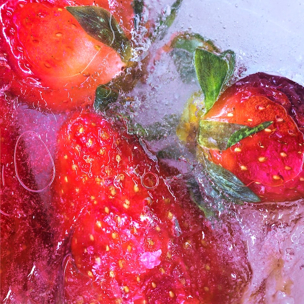 Free photo frozen strawberries