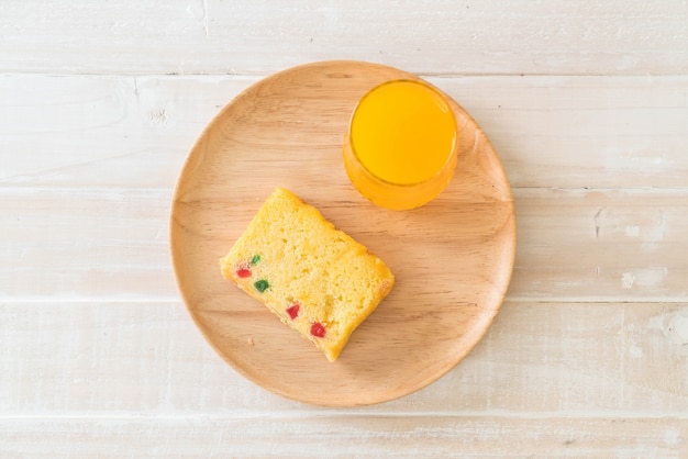 fruit cake on wood plate