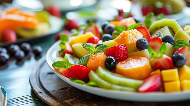 Free photo a fruit salad on a plate