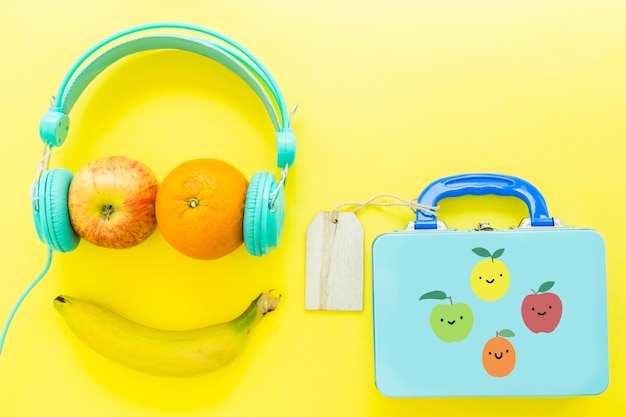 Fruit smiley near lunchbox