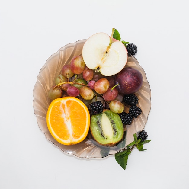 Fruits bowl isolated on white background