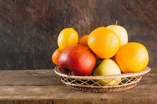 Fruits in braided bowl