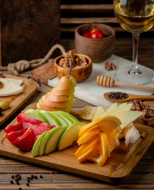 Fruits in cutting board