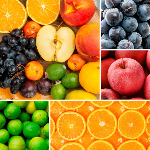 Free photo fruits mix textures collage