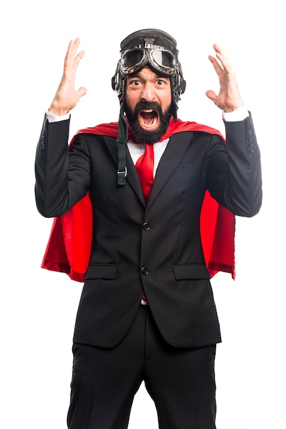 Free Photo frustrated super hero businessman