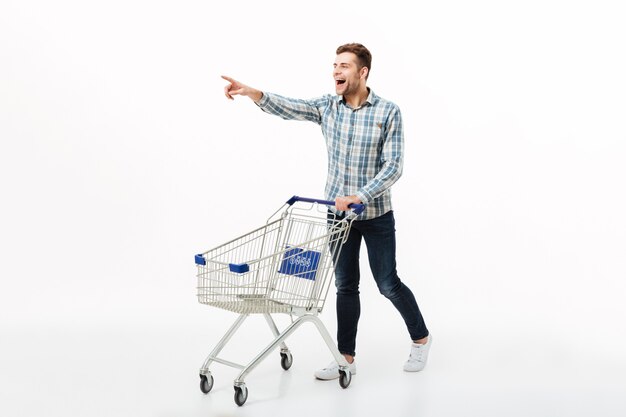 Full length portrait of an excited man