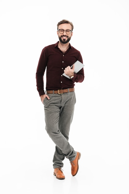 Free photo full length portrait of a happy confident man