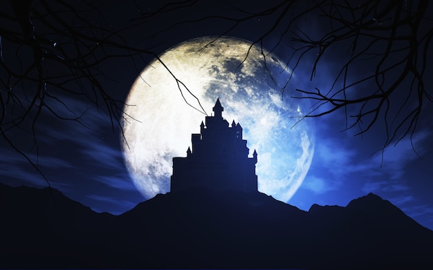 Free Photo full moon on halloween night