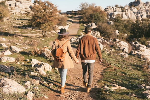 Full shoot man and woman walking together