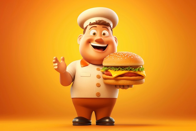 Free photo full shot cartoonish man with burger