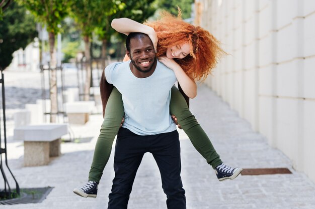 Full shot of couple having fun