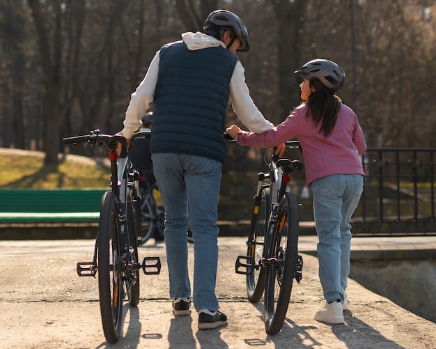 Full shot family cycling together