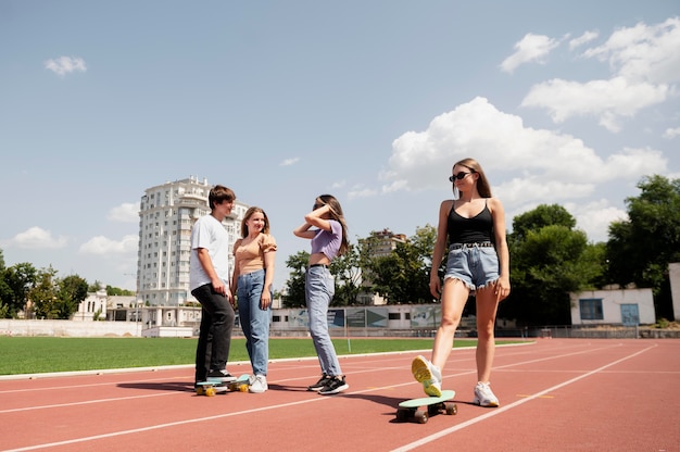 Full shot friends with penny boards