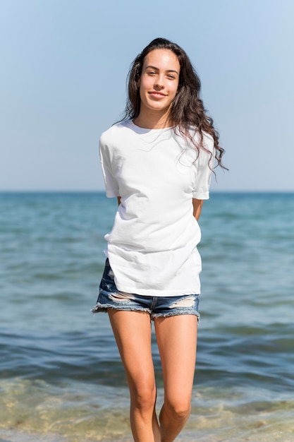 Full shot of girl enjoying the water