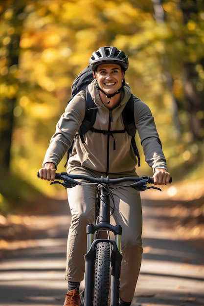 Full shot man on bicycle  outdoors