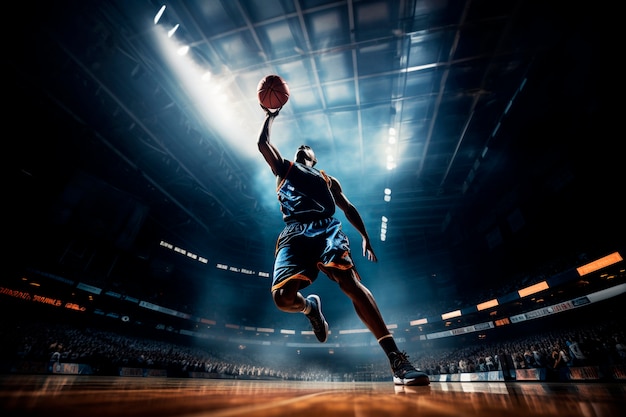 Full shot man playing basketball