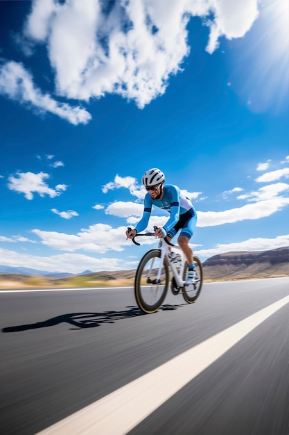 Full shot man riding bicycle outdoors