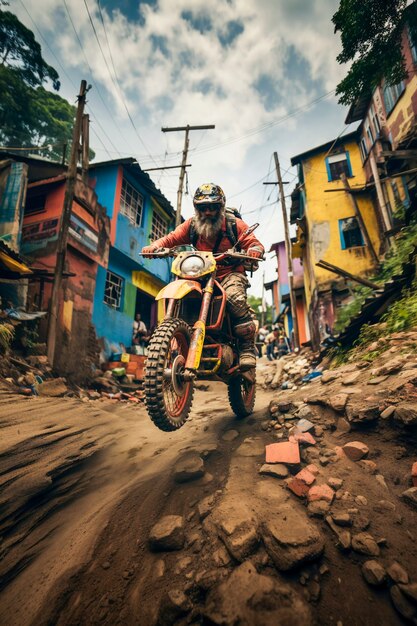 Full shot man riding motorcycle  outdoors