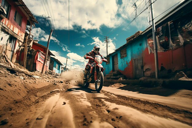 Full shot man riding motorcycle  outdoors