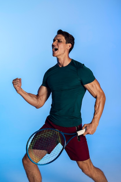 Free Photo full shot tennis player with racket