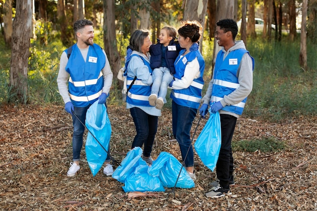 Full shot volunteers working together