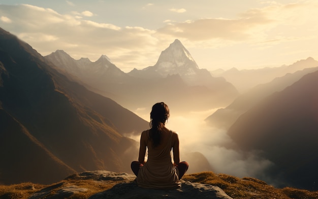 Full shot woman doing yoga