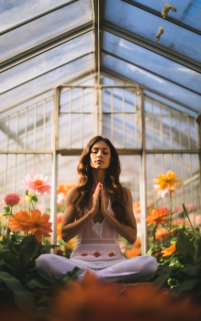 Full shot woman doing yoga