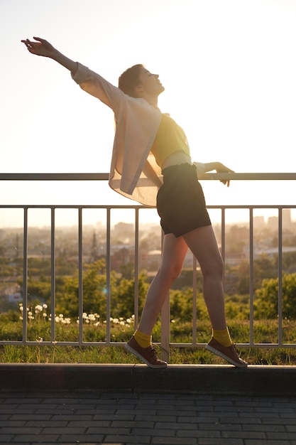 Free Photo full shot woman enjoying nature