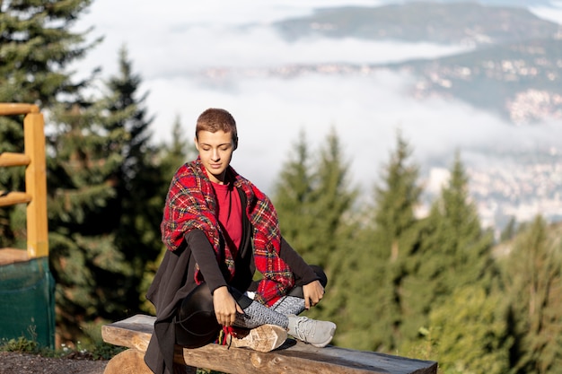 Free photo full shot of woman in nature