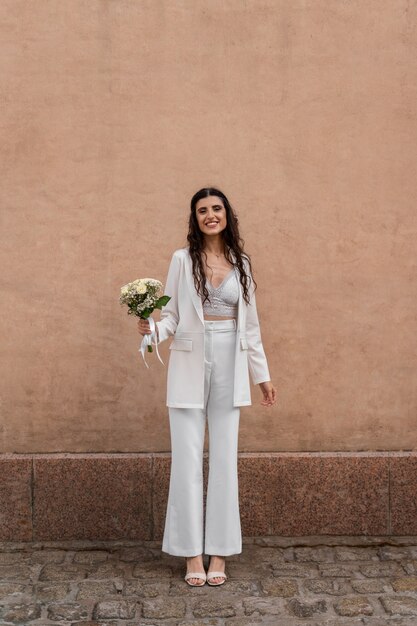 Full shot woman ready to get married