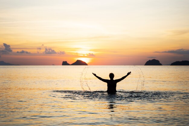 Full shot woman in the sea