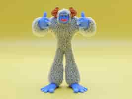 Free photo full shot yeti cartoon with yellow background