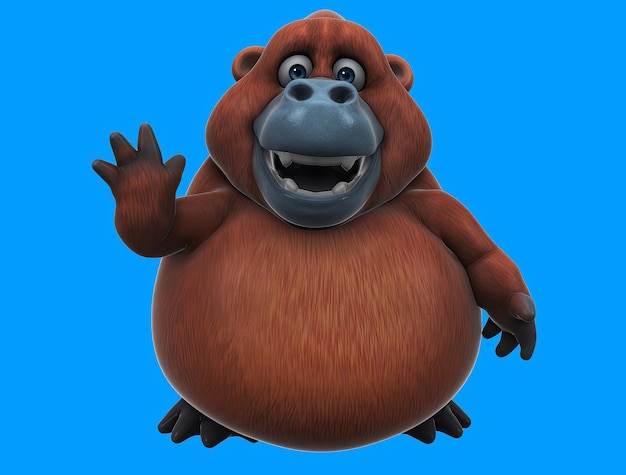 Free photo fun 3d cartoon ape saying hi