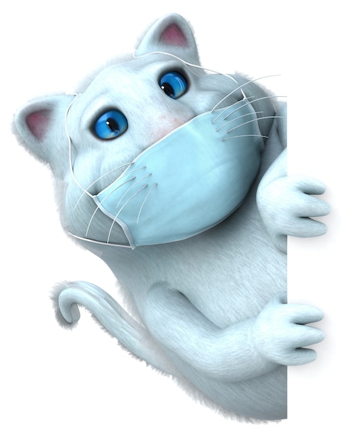 Fun 3D cartoon cat with a mask