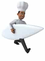 Free photo fun 3d cartoon chef surfing