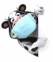 Free photo fun 3d cartoon cow with a mask