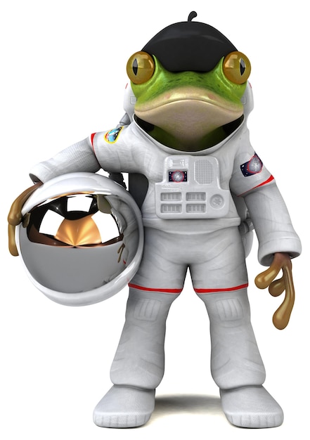 Free photo fun 3d cartoon frog astronaut