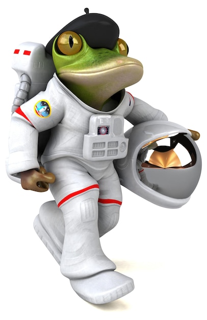 Free Photo fun 3d cartoon frog astronaut