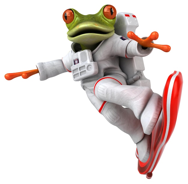 Fun 3D cartoon frog astronaut