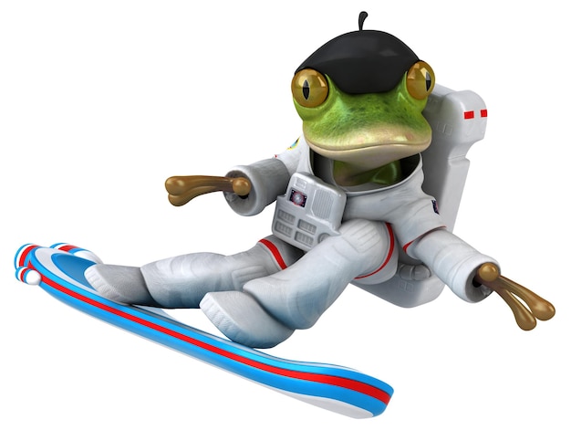 Free Photo fun 3d cartoon frog astronaut