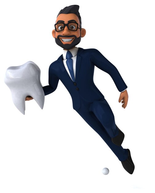 Fun 3D cartoon illustration of an indian businessman