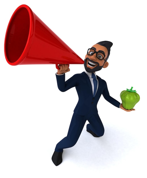 Fun 3D cartoon illustration of an indian businessman