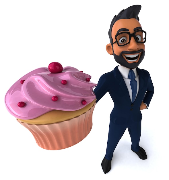 Fun 3D cartoon illustration of an indian businessman